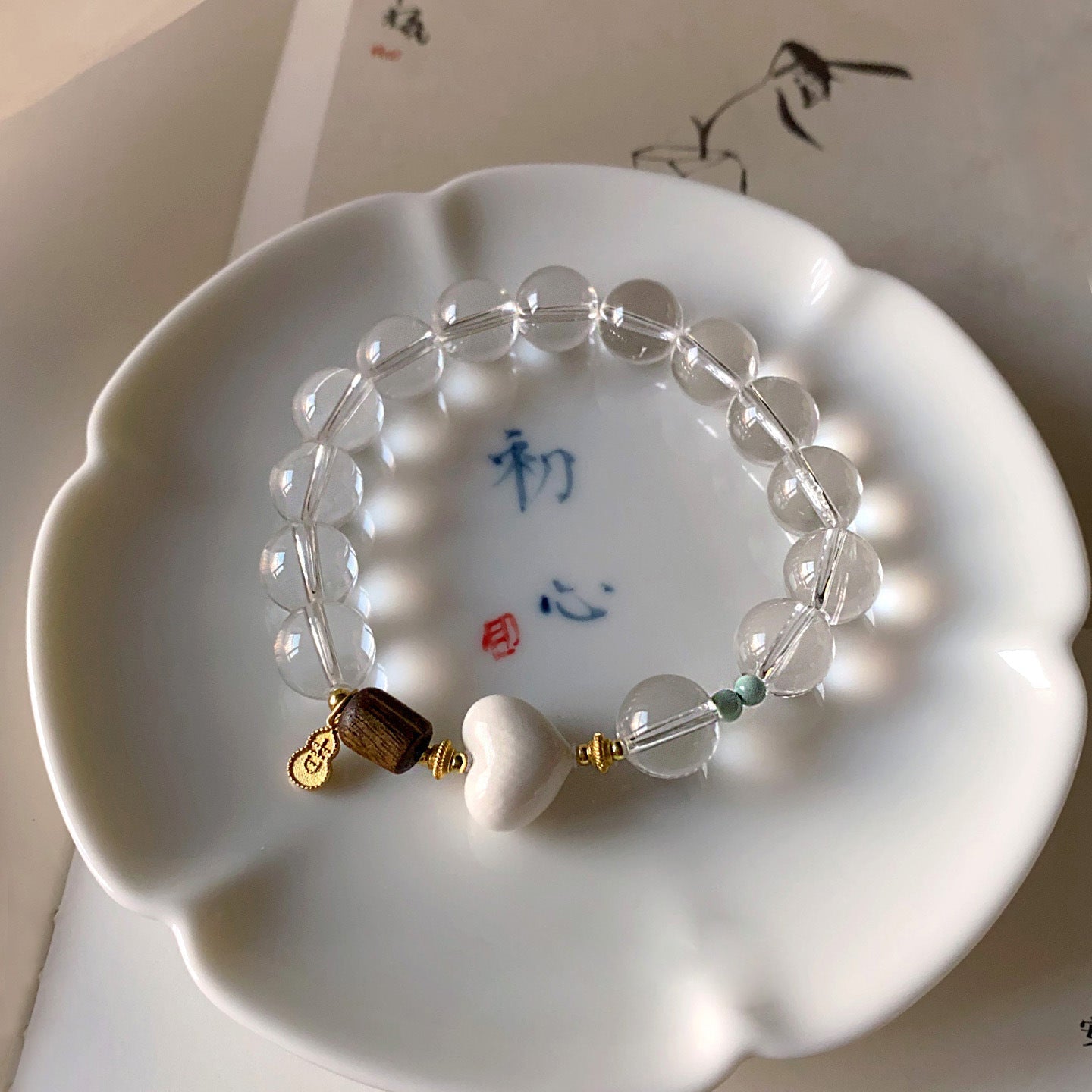 Natural White Crystal Bracelet for Women Agarwood Wealth - Attracting Multi - Treasure Bracelet - CN Heal Vibe