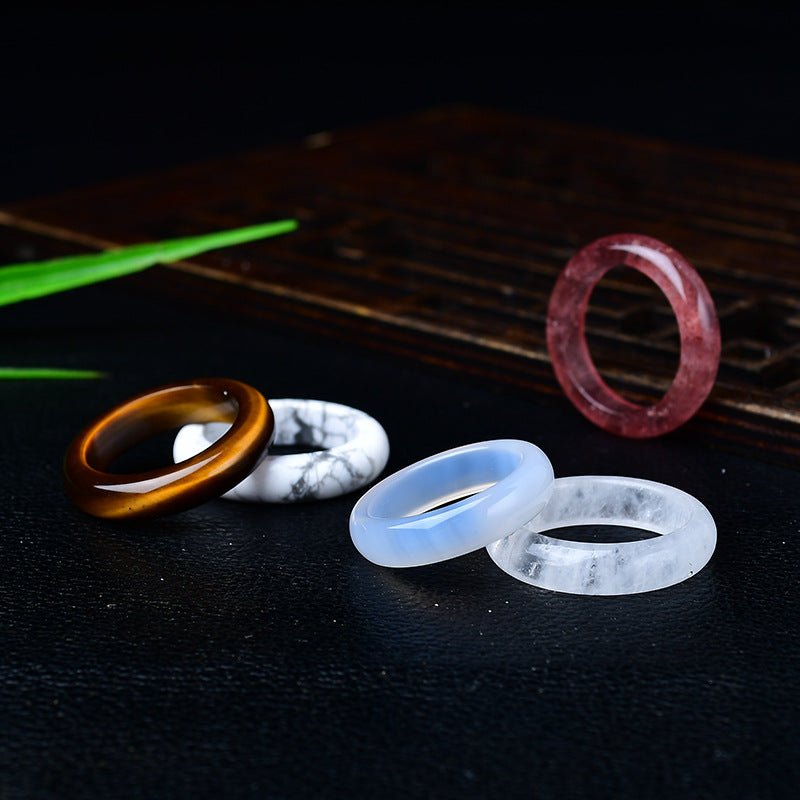 Natural White Pink Amethyst Raw Stone Ring with Agate Jade for Men Women Jewelry Accessories Gift for Her Him - CN Heal Vibe