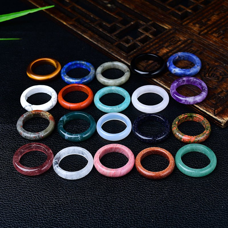 Natural White Pink Amethyst Raw Stone Ring with Agate Jade for Men Women Jewelry Accessories Gift for Her Him - CN Heal Vibe