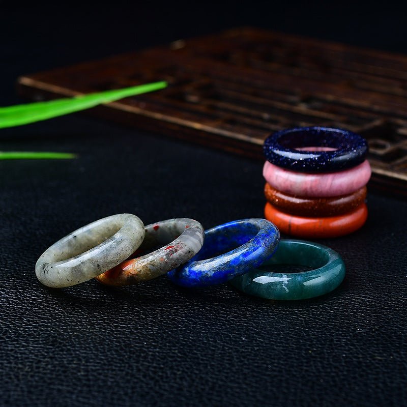 Natural White Pink Amethyst Raw Stone Ring with Agate Jade for Men Women Jewelry Accessories Gift for Her Him - CN Heal Vibe