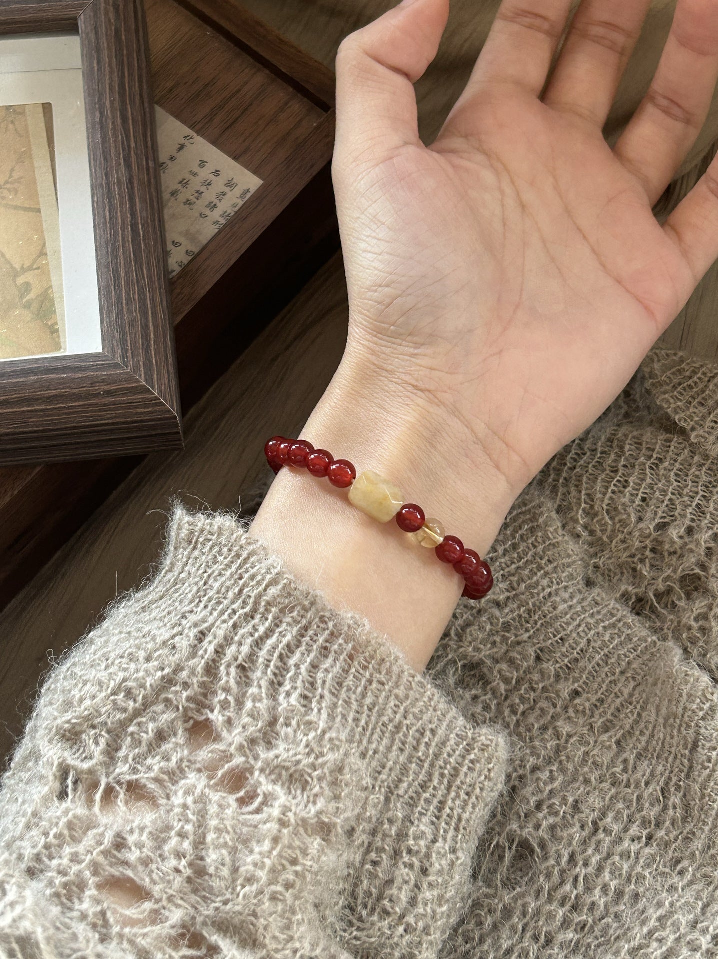 New Chinese Style Handmade Lucky Red Jade Yellow Crystal Bracelet - CN Heal Vibe