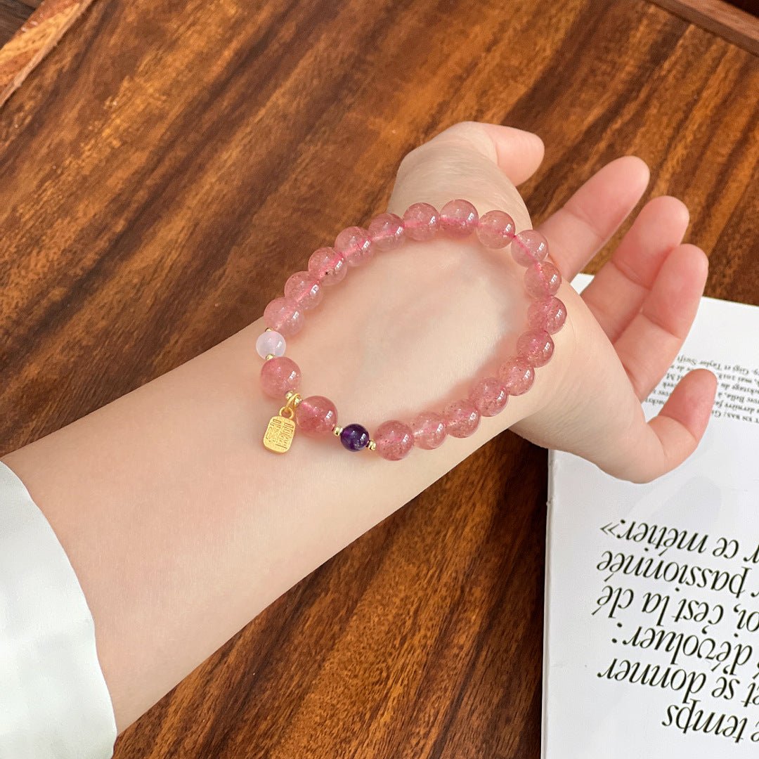 Strawberry Crystal Bracelet Attracts Peach Blossoms and Good Luck in Marriage - CN Heal Vibe