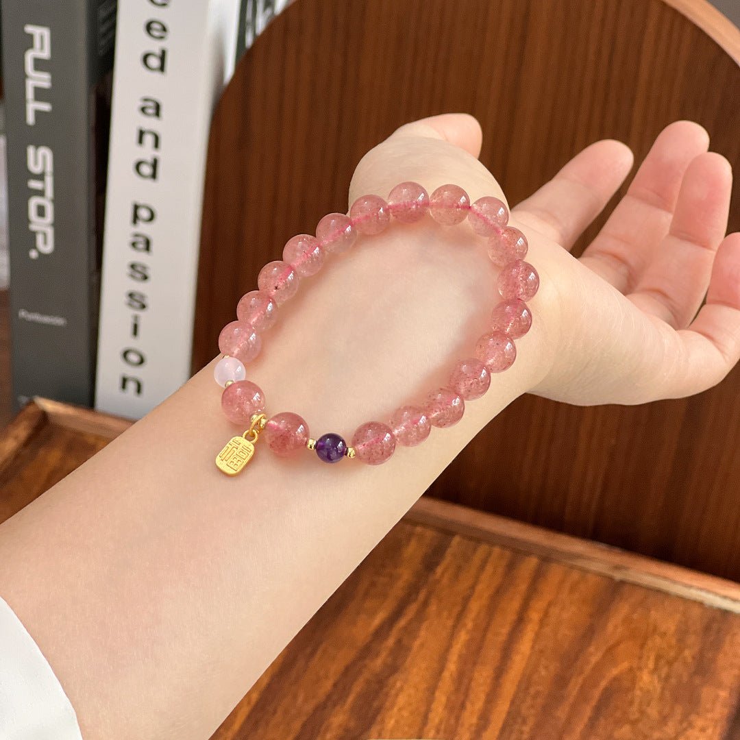 Strawberry Crystal Bracelet Attracts Peach Blossoms and Good Luck in Marriage - CN Heal Vibe