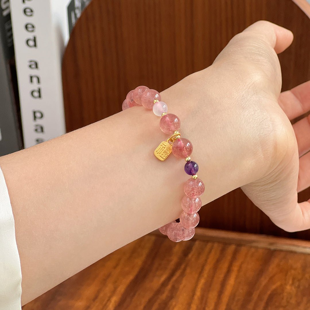 Strawberry Crystal Bracelet Attracts Peach Blossoms and Good Luck in Marriage - CN Heal Vibe