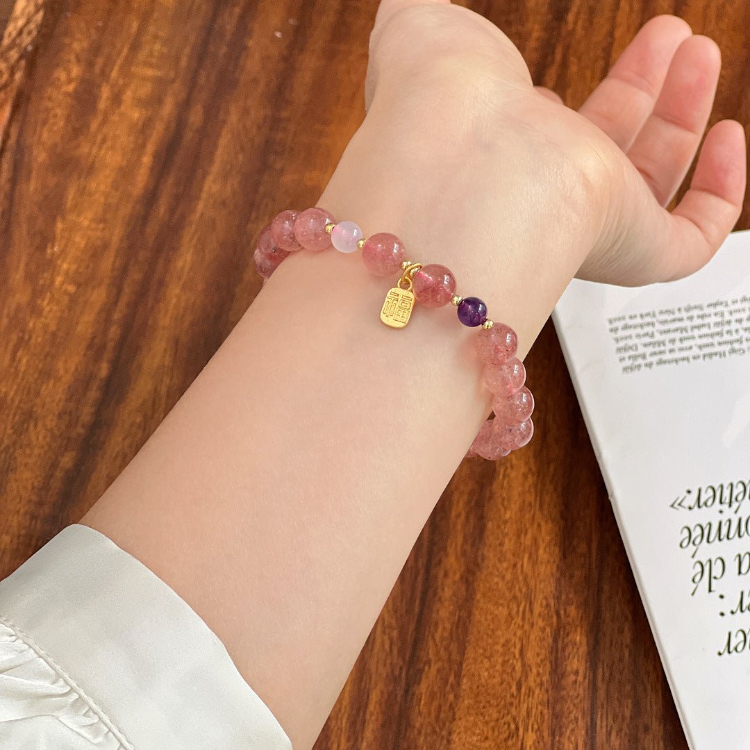 Strawberry Crystal Bracelet Attracts Peach Blossoms and Good Luck in Marriage - CN Heal Vibe