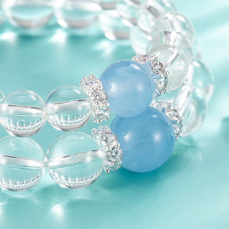 White Crystal Bracelet Aquamarine Bracelet Handmade Beads - CN Heal Vibe
