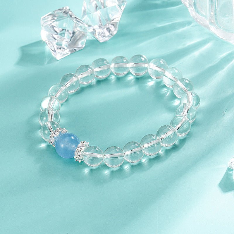 White Crystal Bracelet Aquamarine Bracelet Handmade Beads - CN Heal Vibe